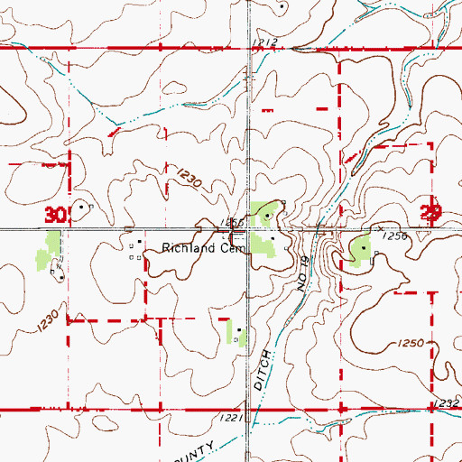 Topographic Map of Richland Cemetery, MN