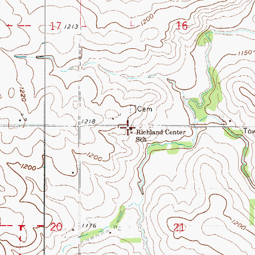 Topographic Map of Richland Center School, MN