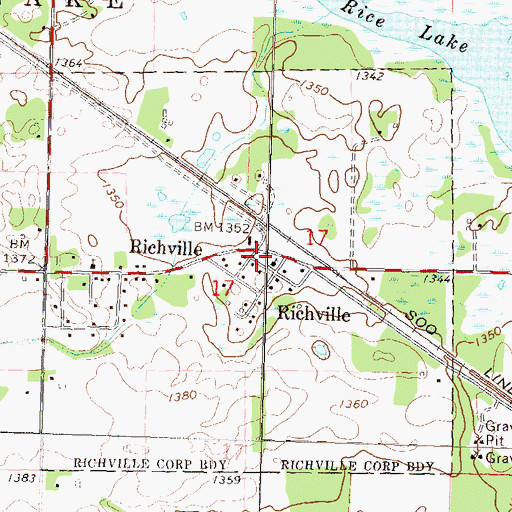 Topographic Map of Richville, MN