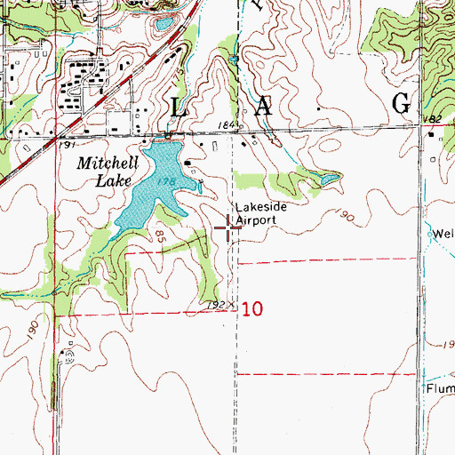 Topographic Map of Lakeside Airport (historical), AR