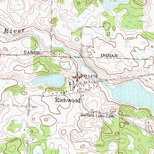 Topographic Map of Richwood, MN