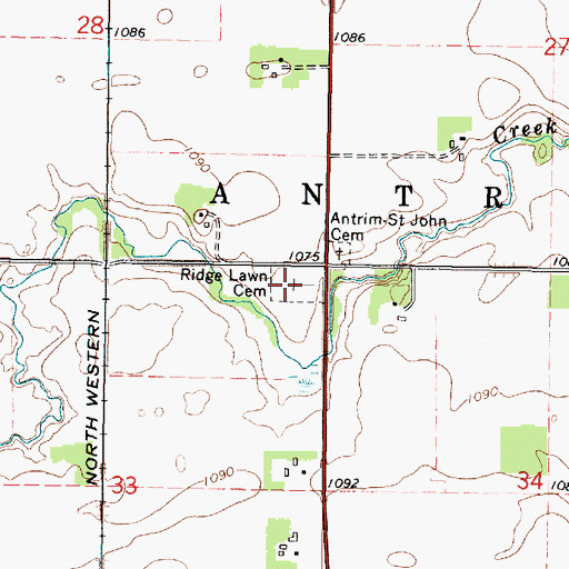 Topographic Map of Ridge Lawn Cemetery, MN