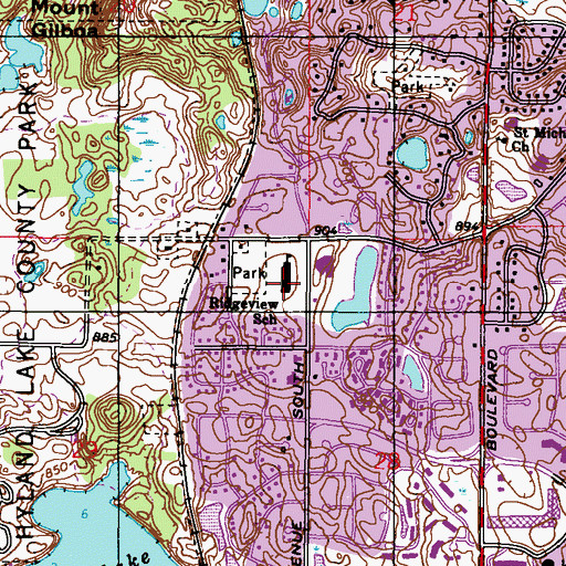 Topographic Map of Ridgeview Elementary School, MN