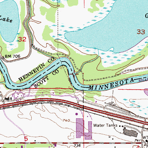 Topographic Map of Riley Creek, MN