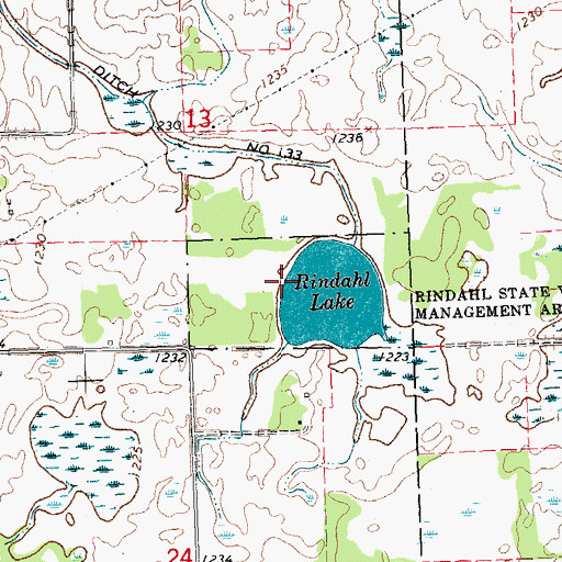 Topographic Map of Rindahl State Wildlife Management Area, MN