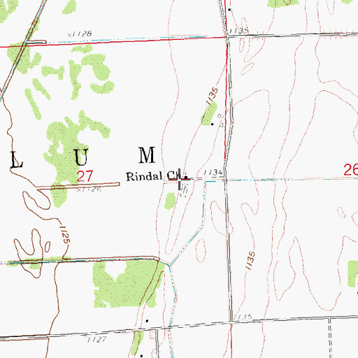 Topographic Map of Rindal Church, MN