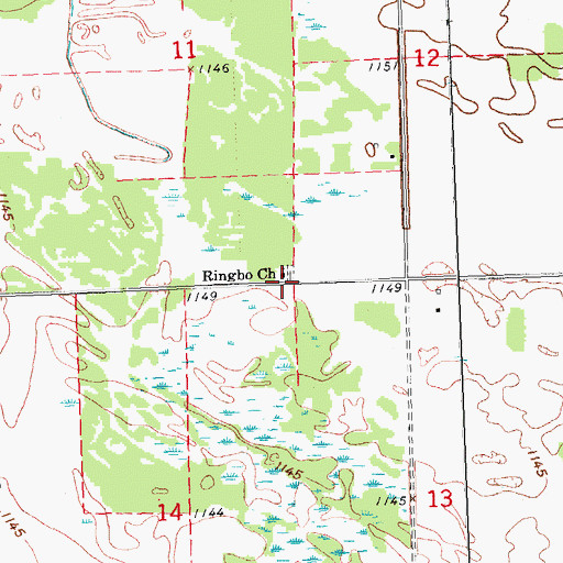 Topographic Map of Ringbo Church, MN