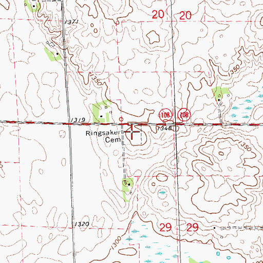 Topographic Map of Ringsaker Cemetery, MN