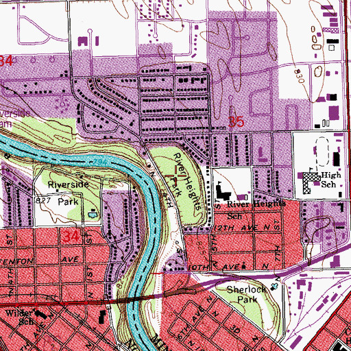 Topographic Map of River Heights Park, MN