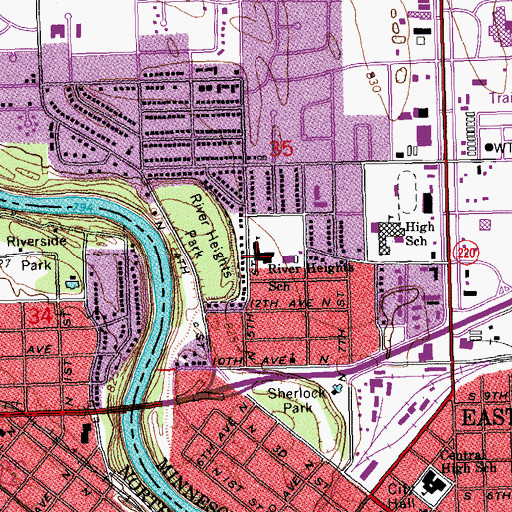 Topographic Map of New Heights Elementary School, MN