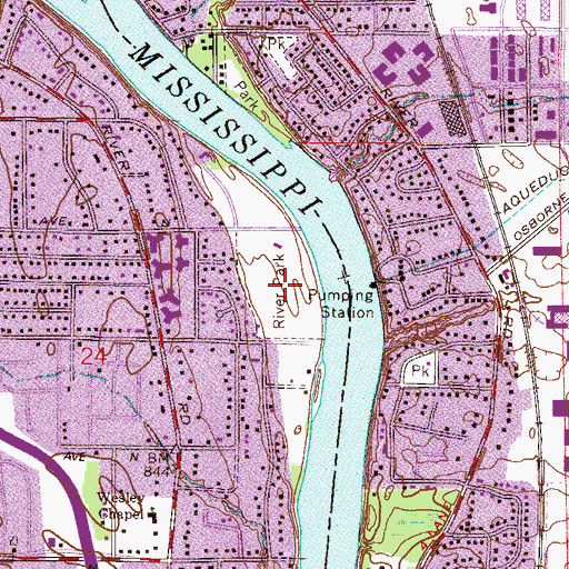 Topographic Map of River Park, MN