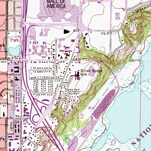 Topographic Map of River Ridge School, MN