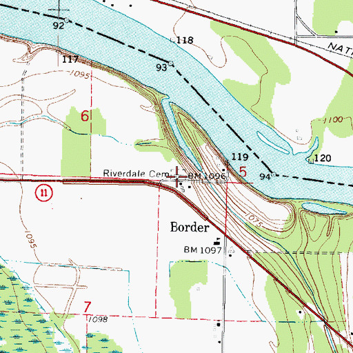 Topographic Map of Riverdale Cemetery, MN