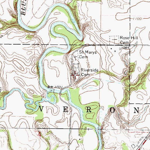 Topographic Map of Riverside Cemetery, MN