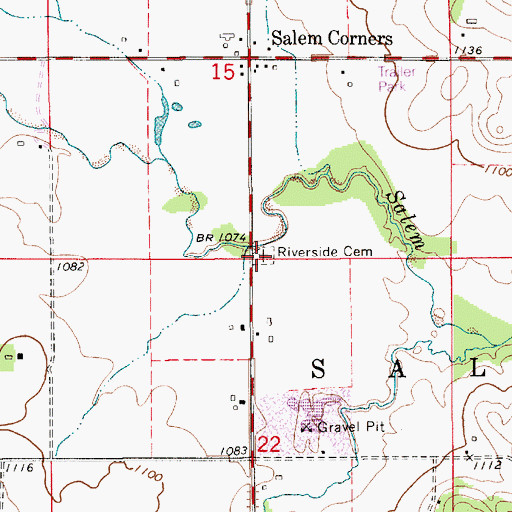 Topographic Map of Riverside Cemetery, MN