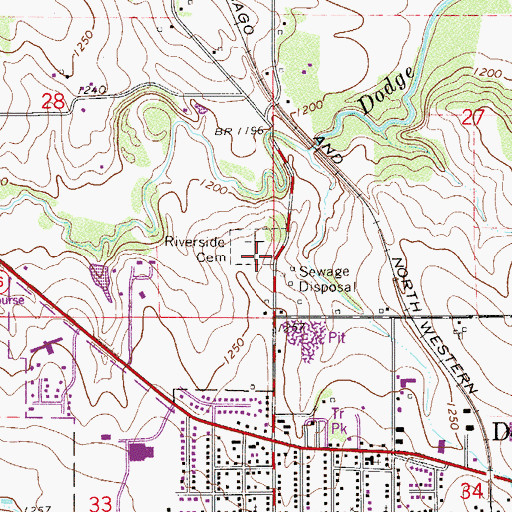 Topographic Map of Riverside Cemetery, MN