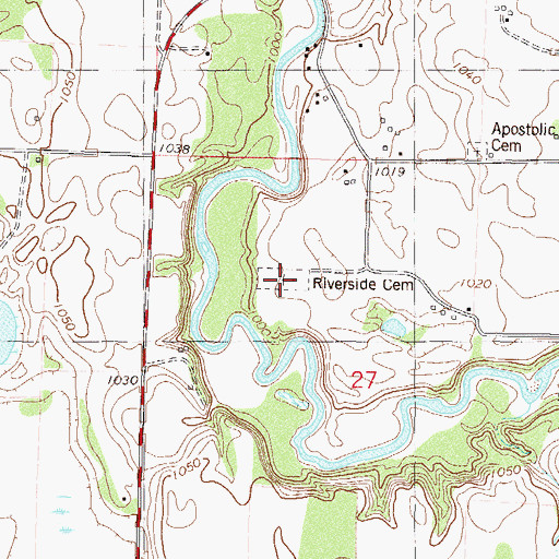 Topographic Map of Riverside Cemetery, MN