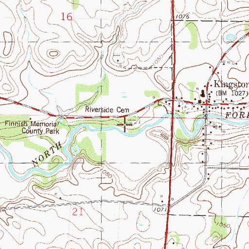 Topographic Map of Riverside Cemetery, MN