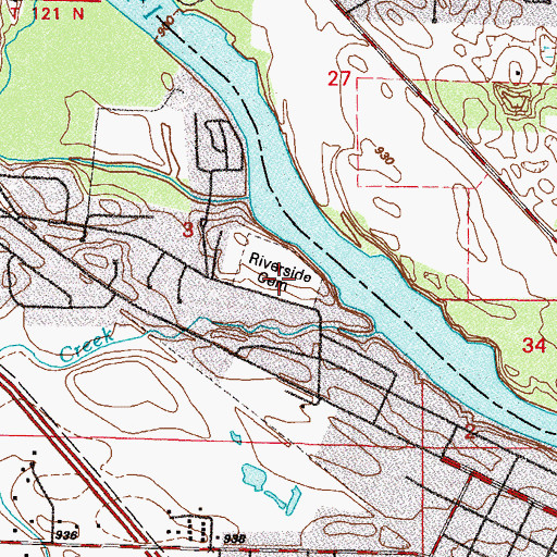 Topographic Map of Riverside Cemetery, MN