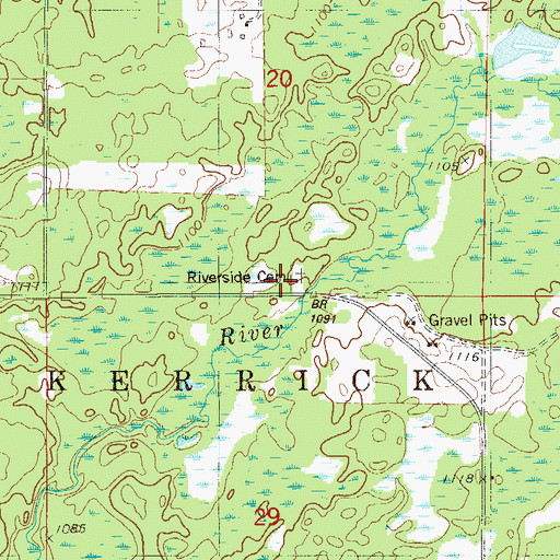 Topographic Map of Riverside Cemetery, MN