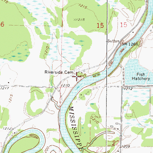 Topographic Map of Riverside Cemetery, MN