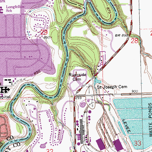Topographic Map of Riverside Cemetery, MN