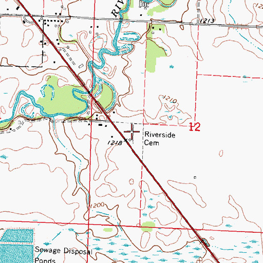 Topographic Map of Riverside Cemetery, MN