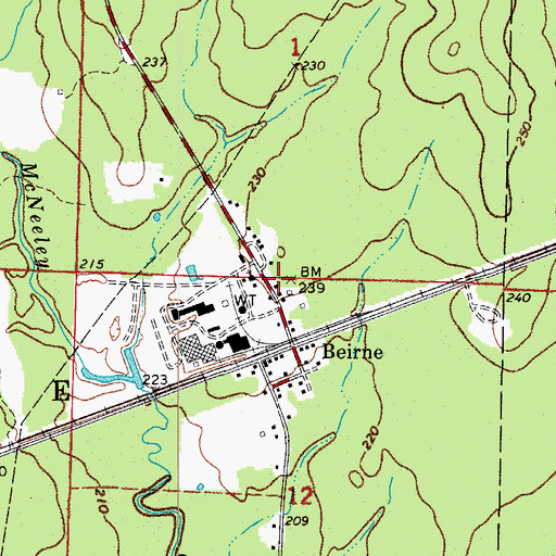 Topographic Map of Beirne Baptist Church, AR