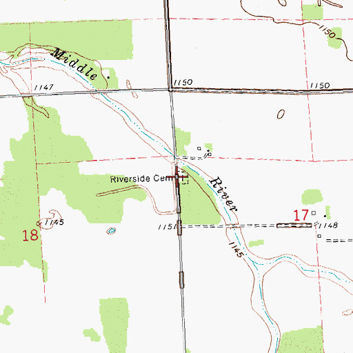 Topographic Map of Riverside Cemetery, MN