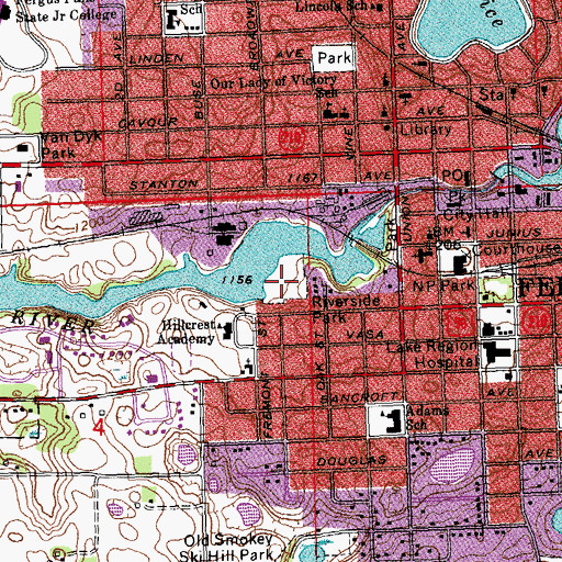 Topographic Map of Riverside Park, MN
