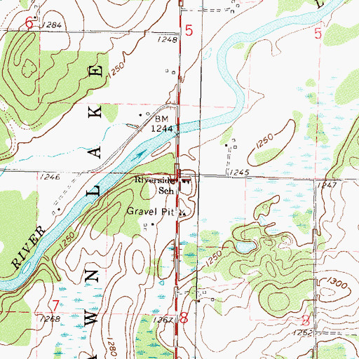 Topographic Map of Riverside School, MN