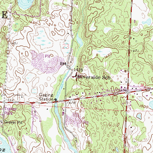 Topographic Map of Riverside School, MN