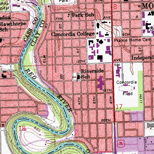 Topographic Map of Riverside School, MN