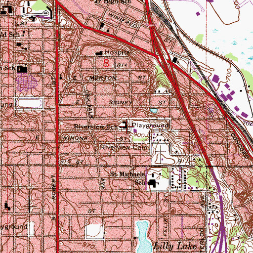 Topographic Map of Riverview School, MN