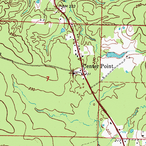 Topographic Map of Center Point Baptist Church, AR