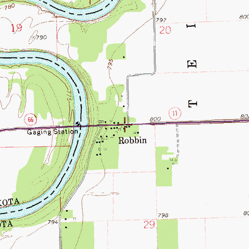 Topographic Map of Robbin, MN