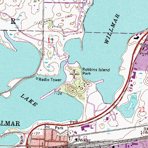 Topographic Map of Robbins Island Park, MN