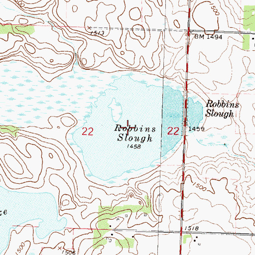 Topographic Map of Robbins Slough, MN