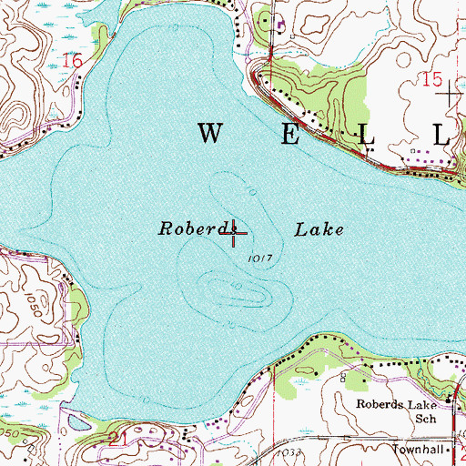 Topographic Map of Roberds Lake, MN