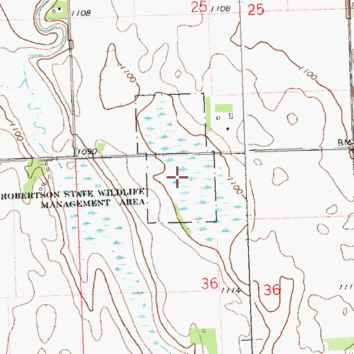 Topographic Map of Robertson State Wildlife Management Area, MN