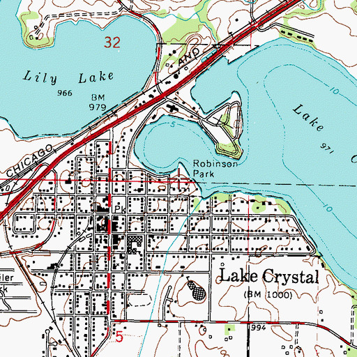 Topographic Map of Robinson Park, MN