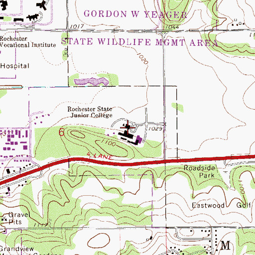 Topographic Map of University Center Rochester, MN
