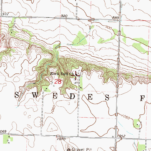 Topographic Map of Rock Dell Church, MN