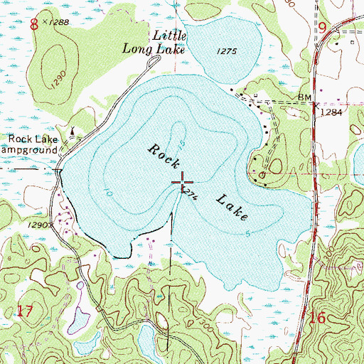 Topographic Map of Rock Lake, MN