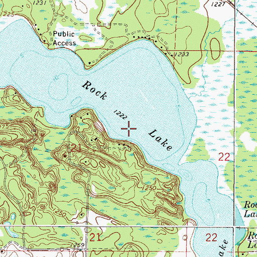 Topographic Map of Rock Lake, MN
