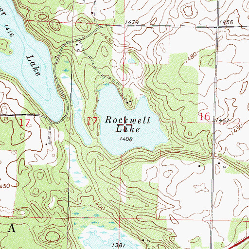 Topographic Map of Rockwell Lake, MN