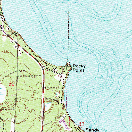 Topographic Map of Rocky Point, MN