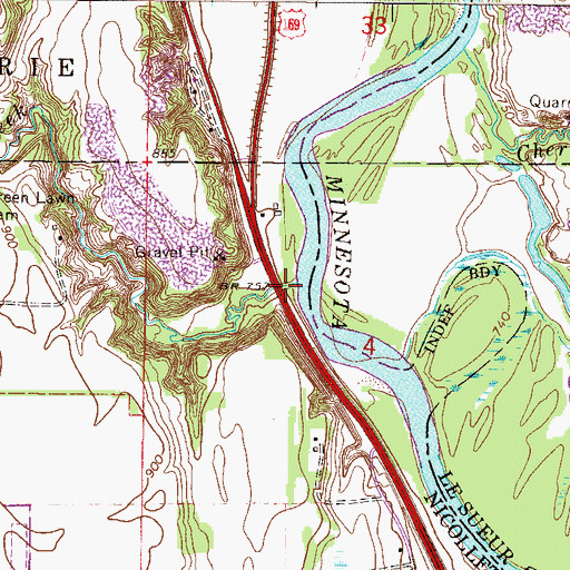 Topographic Map of Rogers Creek, MN