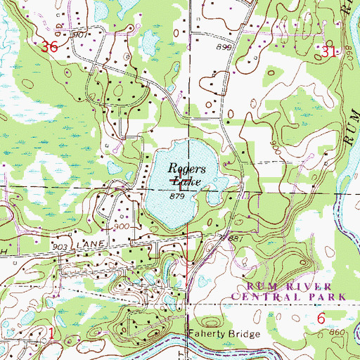 Topographic Map of Rogers Lake, MN