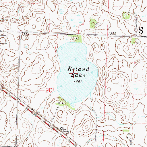 Topographic Map of Roland Lake, MN
